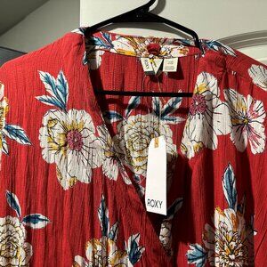 NWT Roxy Red Flower Wrap Dress